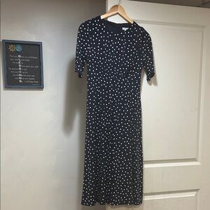 London Times Black and White Polka Dot Midi Dress